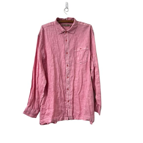 Raffi Linea Uomo Mens Pink Linen Button Down Shirt Long Sleeve Size XXL - Picture 1 of 6